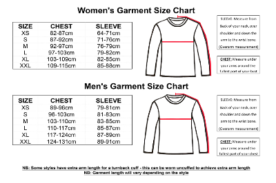 1 GARMENT SIZE CHART-781